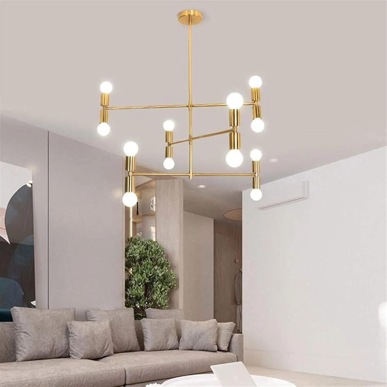 لوستر نوردیک پست مدرن مینیمالیستی، لوستر شخصیت خلاقانه، لوستر غذاخوری هنری آهنی، لوستر خطی هندسی LED با سلیقه بالا