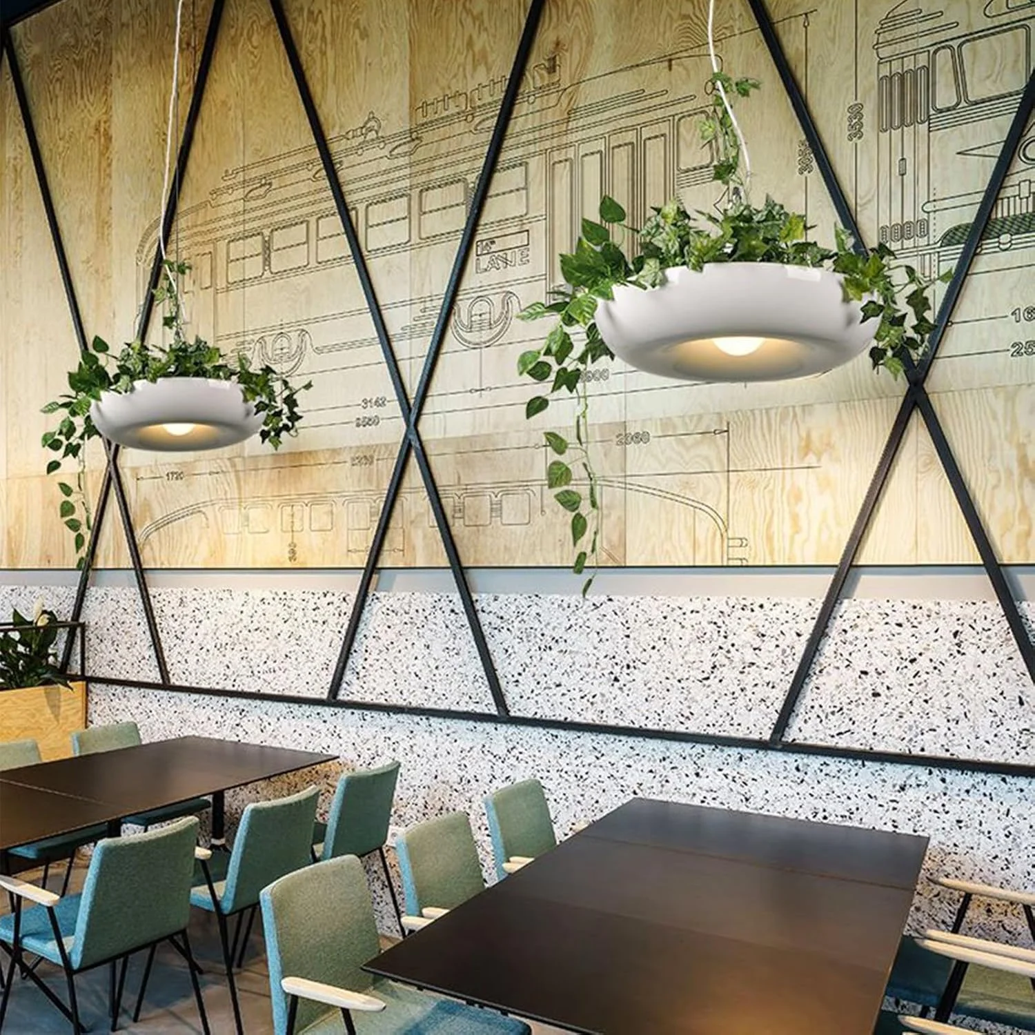 لوستر گیاهی گلدانی - چراغ آویز گیاهی اتاق ناهارخوری - دکوراسیون روشنایی تزئینی منزل برای مهمانی، عروسی، رستوران، دفتر، اتاق ناهارخوری، آشپزخانه، خانه روستایی، ورودی