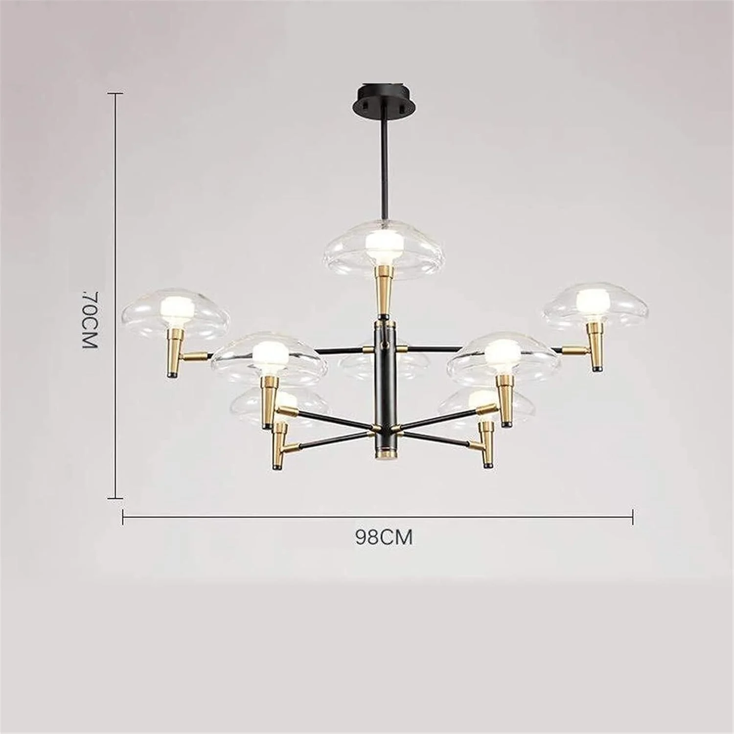 چراغ آویز مدرن مینیمالیستی خلاقانه با جنس آهن فرفورژه و شیشه به شکل عروس دریایی، مناسب اتاق نشیمن و ناهارخوری، دارای نور گرم و اندازه 98cm * 70cm، زیبا