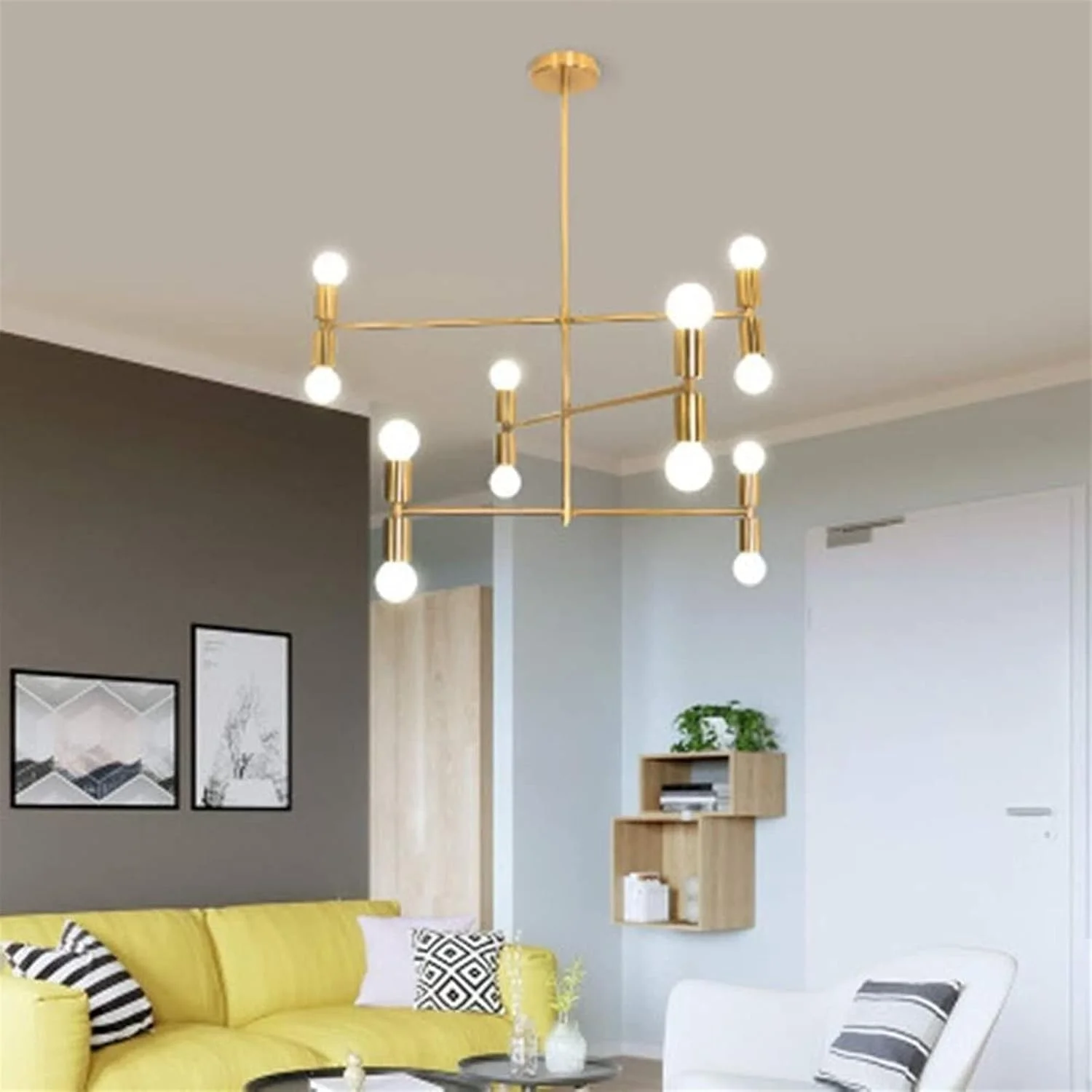 لوستر نوردیک پست مدرن مینیمالیستی، لوستر شخصیت خلاقانه، لوستر غذاخوری هنری آهنی، لوستر خطی هندسی LED با سلیقه بالا