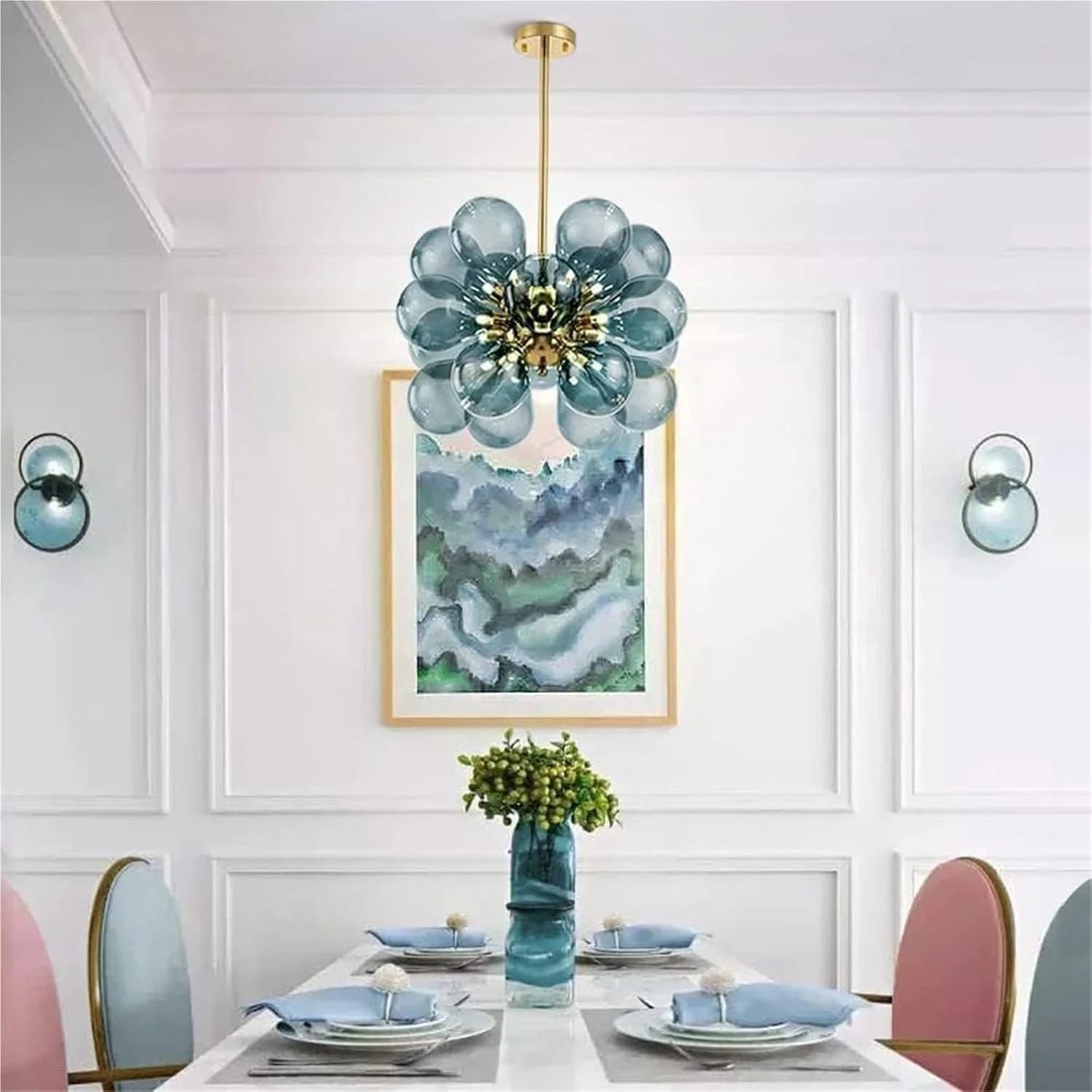 چراغ آویز مدرن 丨لوستر شیشه ای طرح دانه جادویی 丨لوستر آویز رنگارنگ