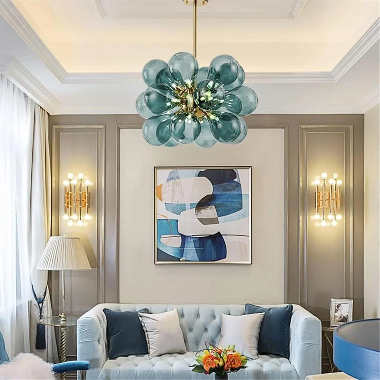 چراغ آویز مدرن 丨لوستر شیشه ای طرح دانه جادویی 丨لوستر آویز رنگارنگ