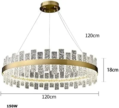 لوستر ال ای دی مدرن استیل مستقیم، روشنایی لوستر آویز، لامپن مناسب برای اتاق ناهارخوری، دکور مدرن، نقره ای - قطر 120 سانتی متر گرد