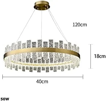 لوستر ال ای دی مدرن استیل مستقیم، روشنایی لوستر آویز، لامپن مناسب برای اتاق ناهارخوری، دکور مدرن، نقره ای - دایره ای 40 سانتی متر
