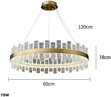 لوستر ال ای دی مدرن استیل مستقیم آویز روشنایی لوستر لامپن مناسب برای اتاق ناهارخوری، دکور مدرن، نقره ای-دایره 60 سانتی متر