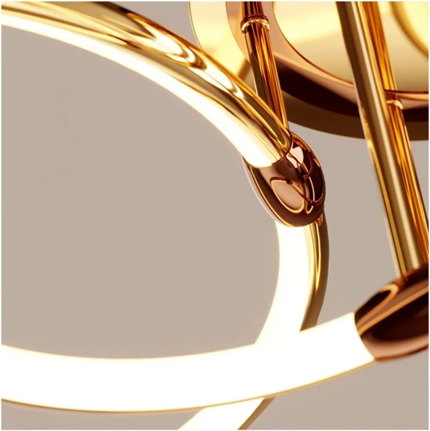 لوستر ال ای دی طلایی پست مدرن طرح حلقه ای - دکوراسیون منزل، روشنایی اتاق نشیمن، چراغ آویز اتاق خواب، دکور مدرن، تک رنگ - 4 شاخه