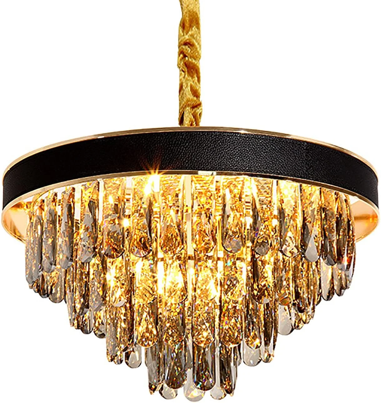 لوستر چرمی خلاقانه شخصیتی، برای اتاق نشیمن، اتاق غذاخوری، لوستر کریستالی لوکس مدرن نوردیک E14 - طلایی. 50 * 27 سانتی متر