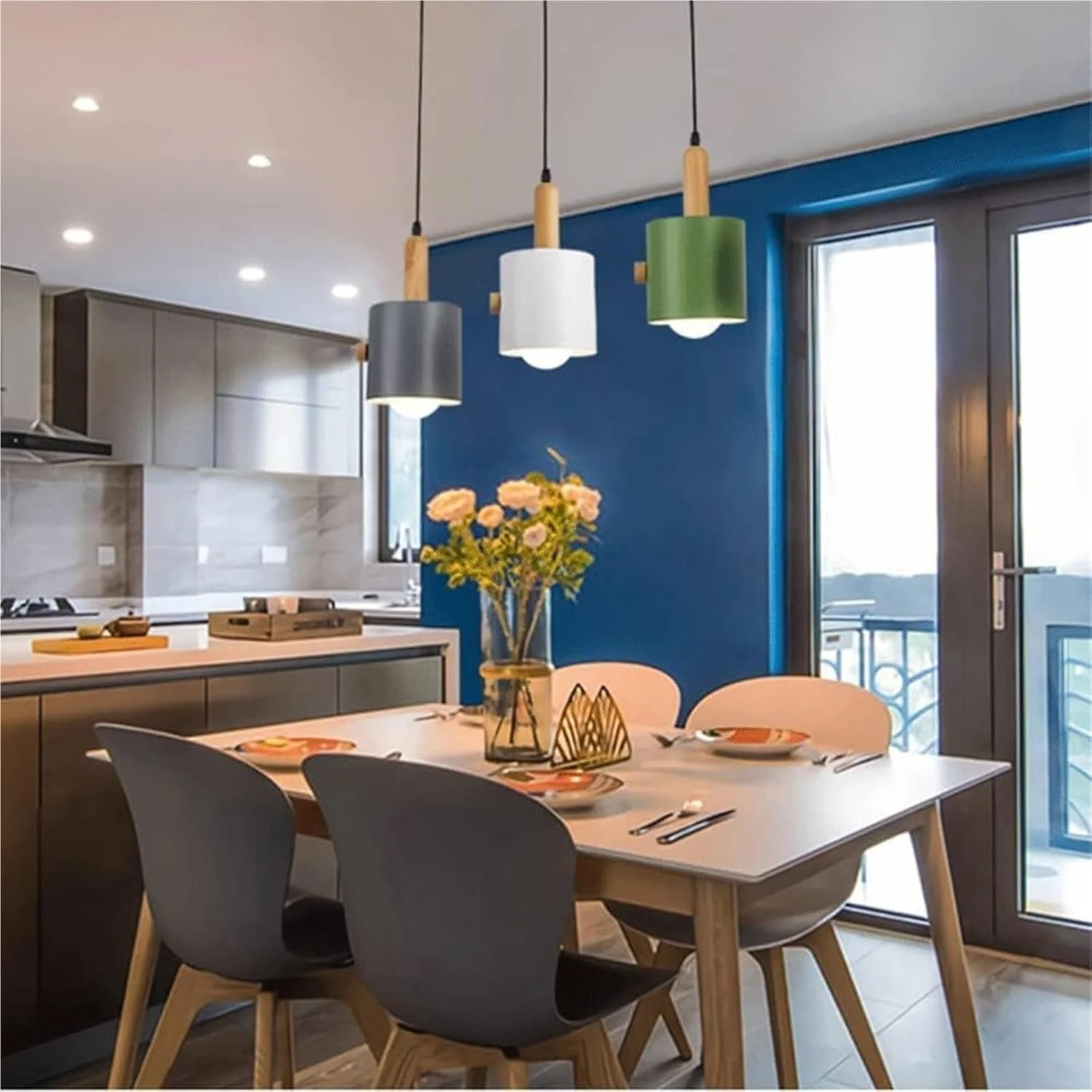 چراغ آویز شخصیتی مدرن - لوستر آویز ساده قابل تنظیم، لوستر صنعتی رنگی