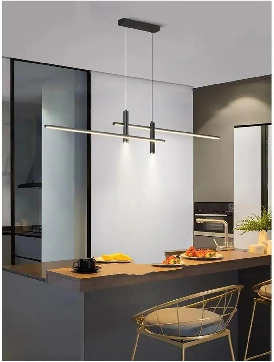 لوستر شخصیت هنری خطی ساده چراغ میله ای بلند نوار طراح نور رستوران، دکور مدرن، تک رنگ - 120 سانتی متر