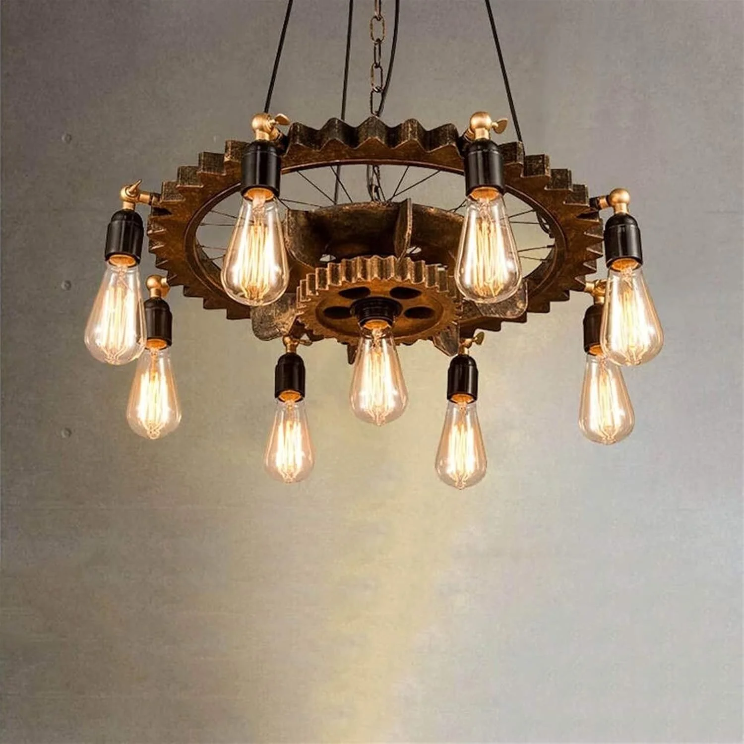 لوستر فرفورژه طرح صنعتی، مناسب رستوران، کافه، بار، فروشگاه لباس، قطر 60 سانتی متر