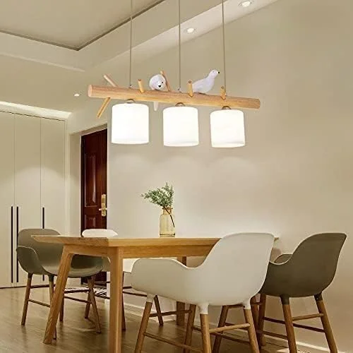 لوستر رستورانی پرنده شخصیتی، لوستر ال ای دی شیشه ای سفید نواری بلند و محکم، 2/3 سر، مناسب اتاق نشیمن و اتاق مطالعه، تک رنگ - 60 سانتی متر