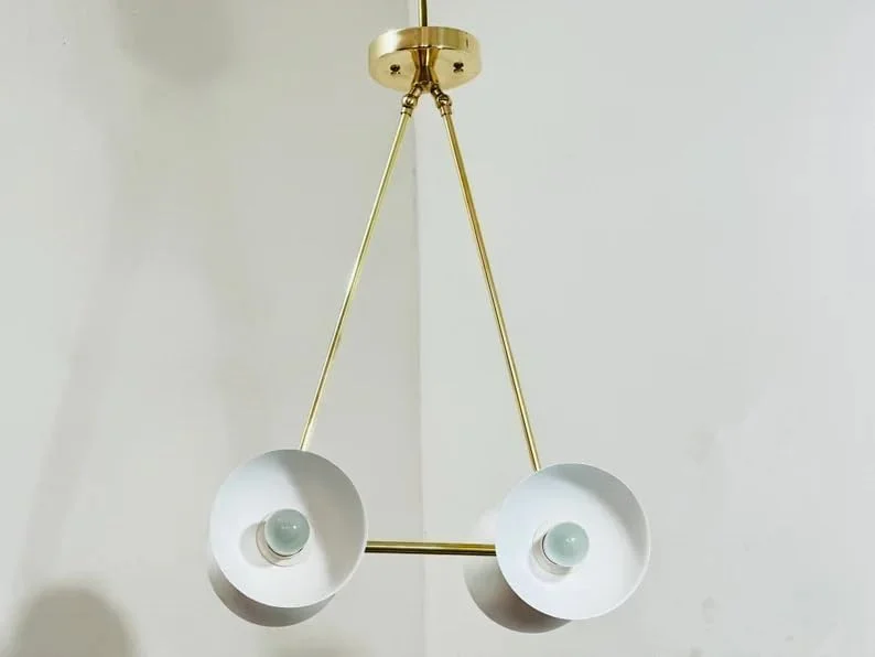 لوستر اسپوتنیک 4 شاخه برنجی سفید، لوستر سقفی برنجی خام