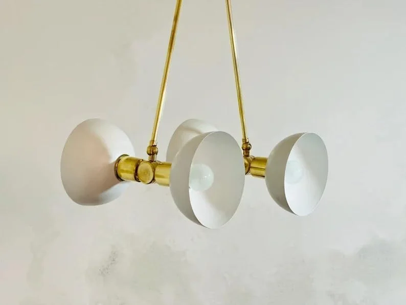 لوستر اسپوتنیک 4 شاخه برنجی سفید، لوستر سقفی برنجی خام