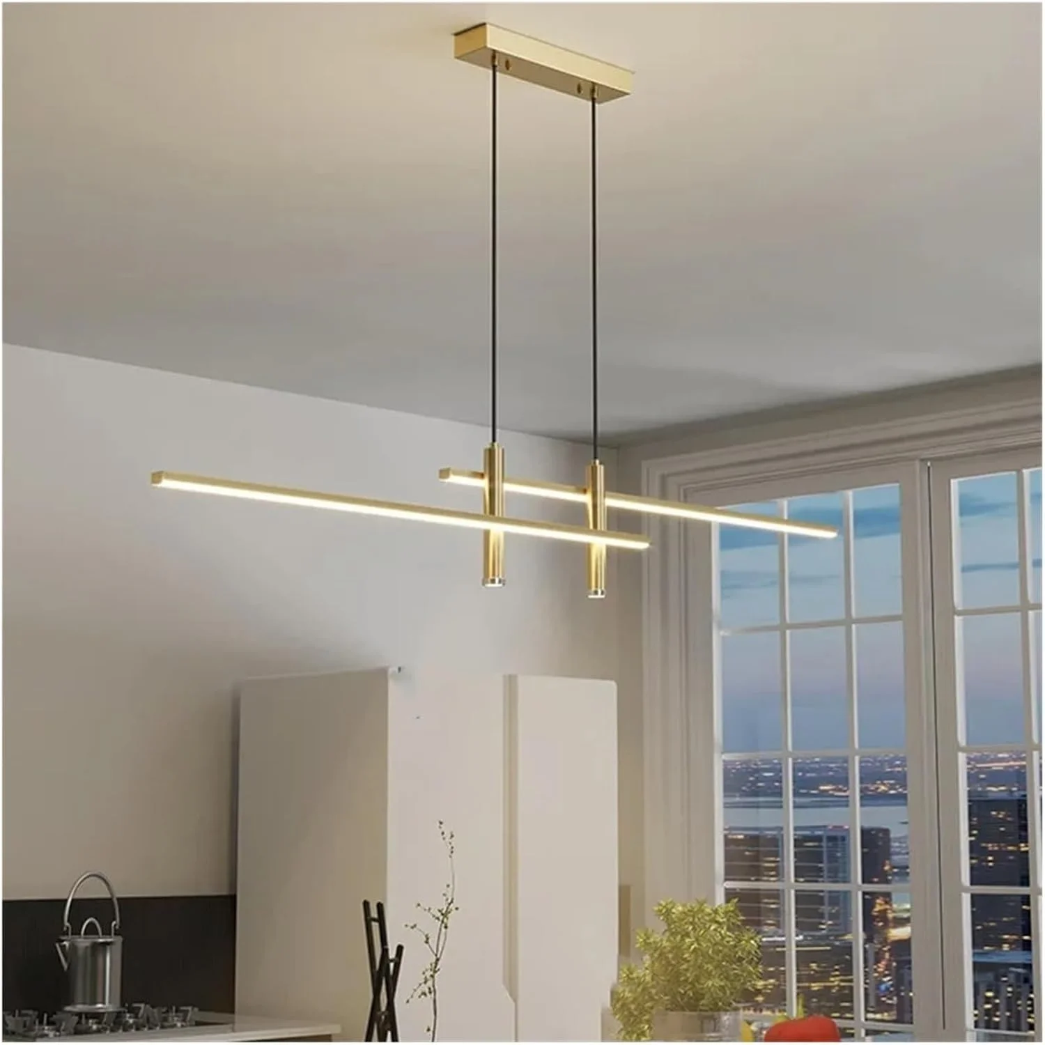 لوستر شخصیتی هنری، چراغ میزی خطی ساده، چراغ بار، چراغ طراحی نوار بلند، رستوران، دکور مدرن، طلایی - 100 سانتی متر