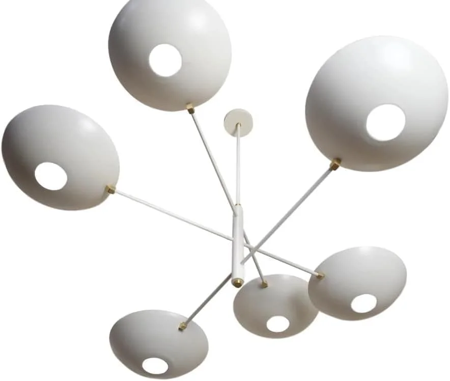 چراغ آویز 6 شاخه با سایه های سوراخ دار، لوستر مدرن و اسپوتنیک اواسط قرن برای دکوراسیون منزل، جزیره آشپزخانه، اتاق ناهارخوری، اتاق نشیمن و اتاق خواب