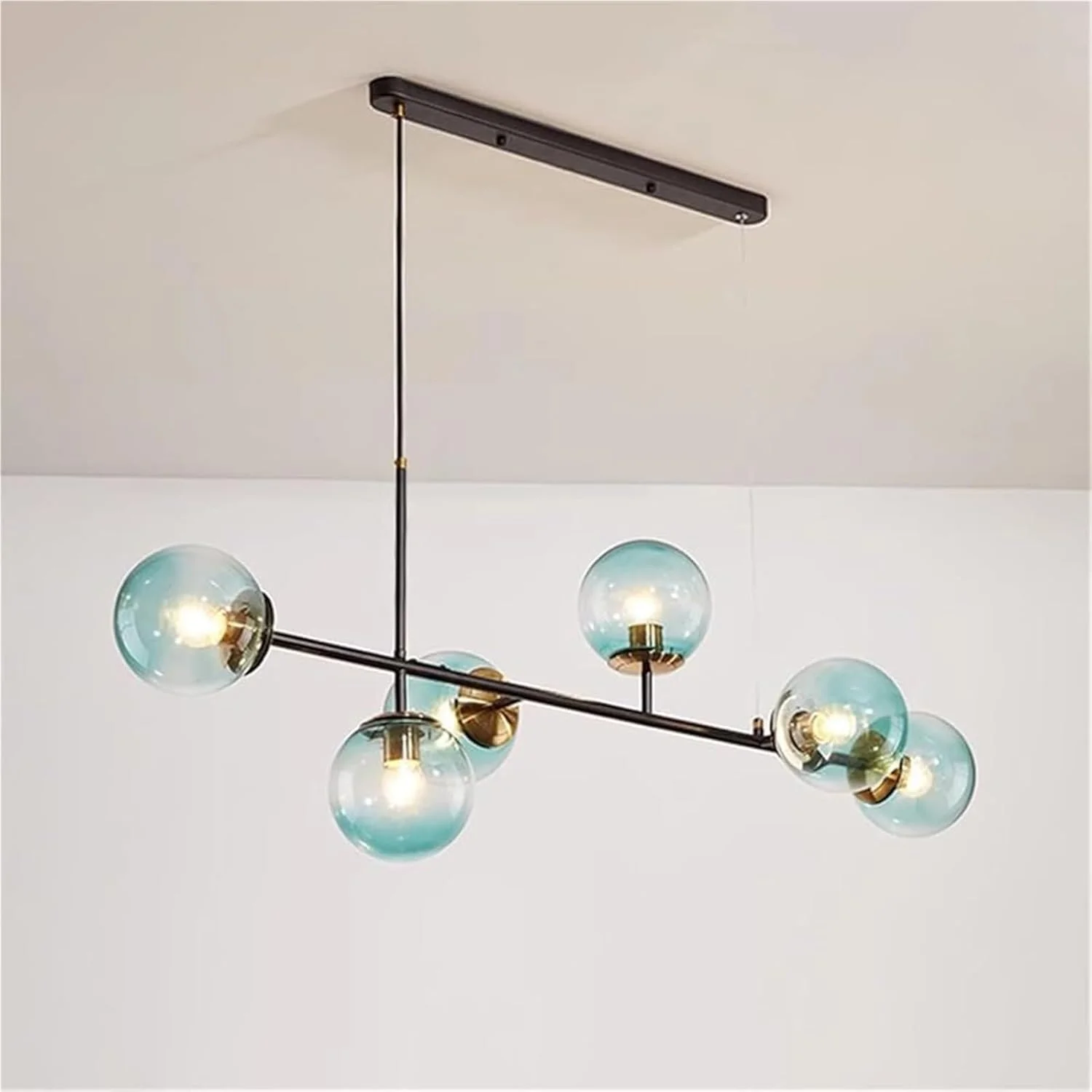 چراغ آویز مدرن، لوستر مستطیلی وینتیج اواسط قرن، روشنایی خطی جزیره آشپزخانه به سبک خانه روستایی