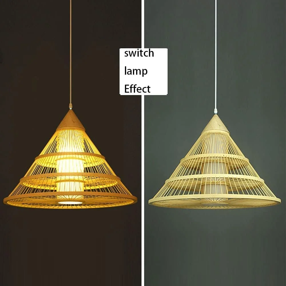 چراغ آویز توخالی، آباژور سبدی، تک بسته ای، حصیری طبیعی دست ساز، لوستر اتاق چای، دکوراسیون منزل، چراغ آویز سقفی، لوستر
