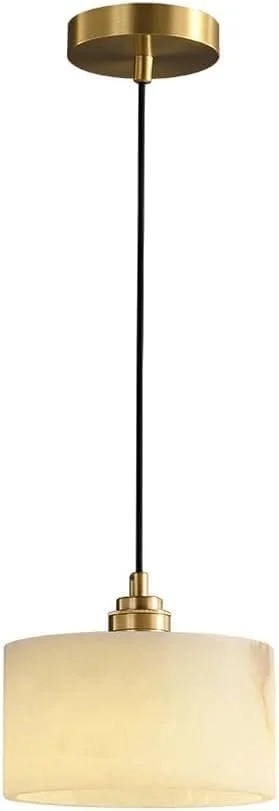 چراغ آویز طلایی مدرن سازگار با جزیره آشپزخانه، چراغ آویز استوانه ای مرمر، لوستر E14 برای اتاق نشیمن