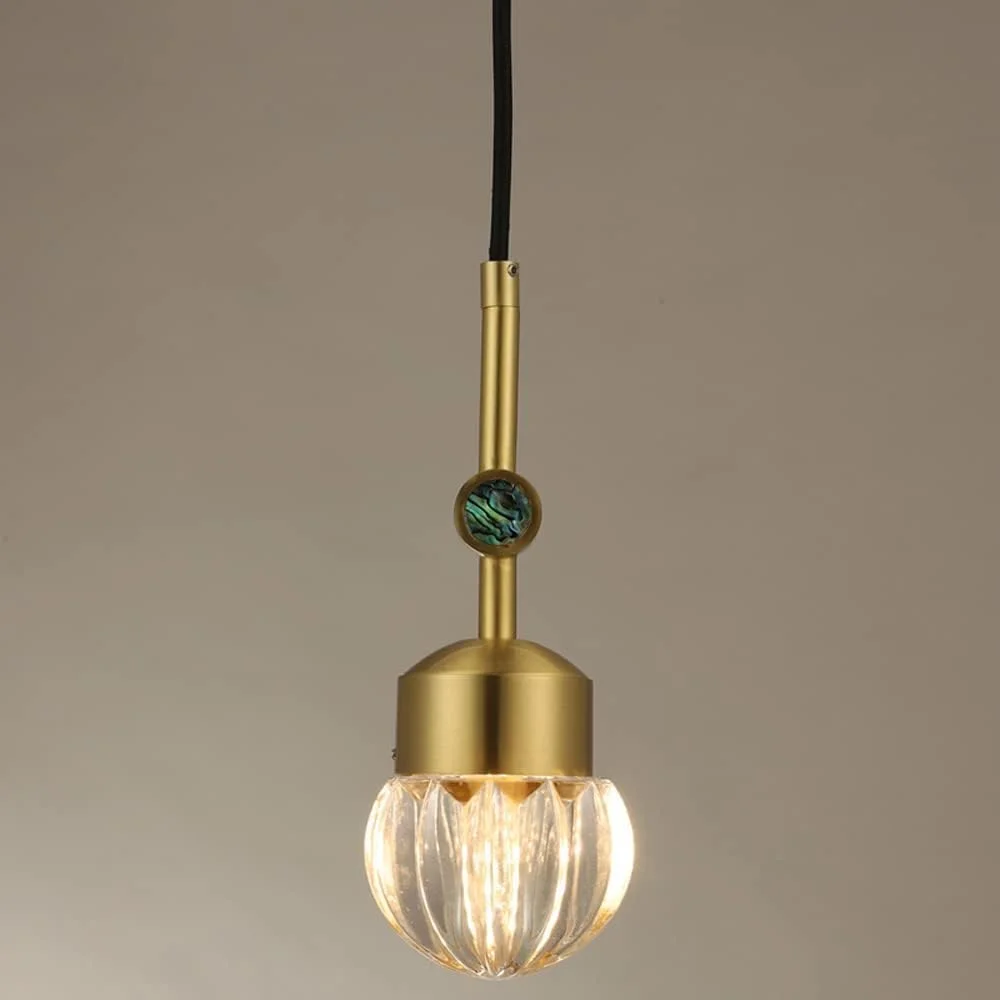 چراغ آویز با روکش میناکاری، لوستر تمام مسی با طول قابل تنظیم، چراغ آویز اواسط قرن، لوستر