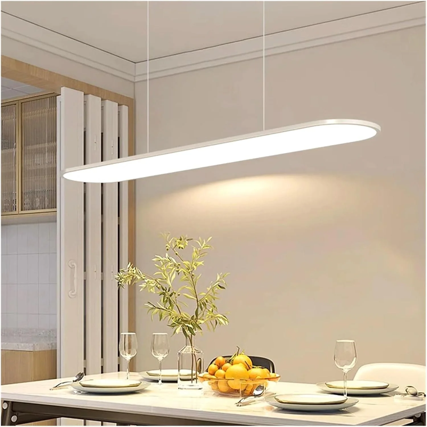 چراغ آویز چراغ های LED اتاق نشیمن، چراغ های آویز جزیره میز، روشنایی اتاق خواب رستوران، دکور مدرن، طول 80 سانتی متر، بیانکو