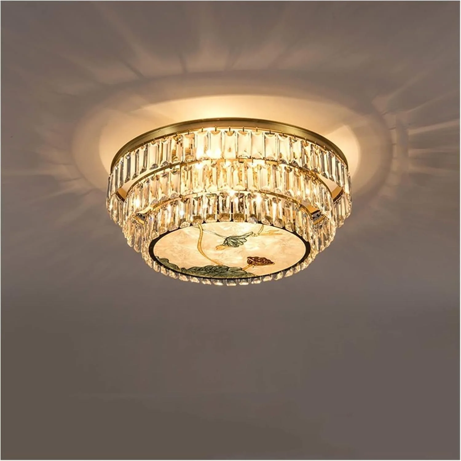 لوستر سقفی گرد رنگی لوکس LED طلایی اتاق خواب ناهار خوری اتاق مطالعه نور زینتی داخلی لوستر کریستالی، دکور مدرن، تک رنگ - 7 چراغ