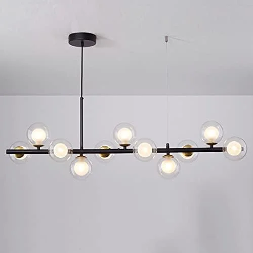 لوستر آویز چراغ خطی، روشنایی آویز سقفی مولکولی به سبک اواسط قرن برای اتاق نشیمن