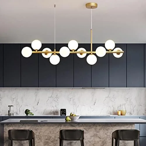 لوستر آویز چراغ خطی، چراغ های لوستر مولکولی آویز سقفی، روشنایی اواسط قرن برای اتاق نشیمن