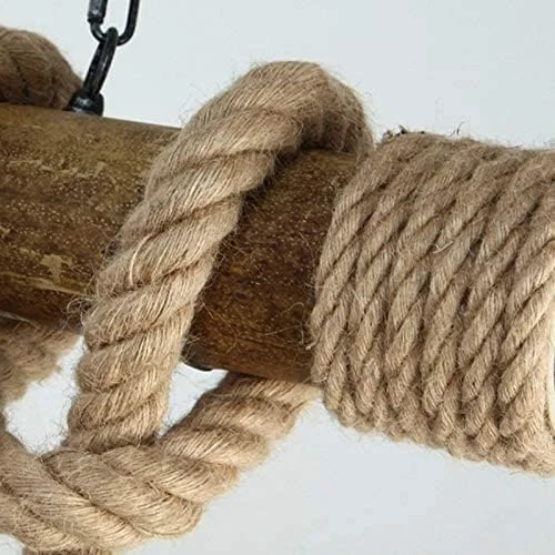 چراغ آویز جزیره ای قفس پرنده صنعتی نکست لایف، 3 چراغ، سبک فانوسی با قاب قفس طنابی، لوستر آویز سقفی دکوراسیون چوبی وینتیج برای اتاق غذاخوری، کافه، بار، رستوران