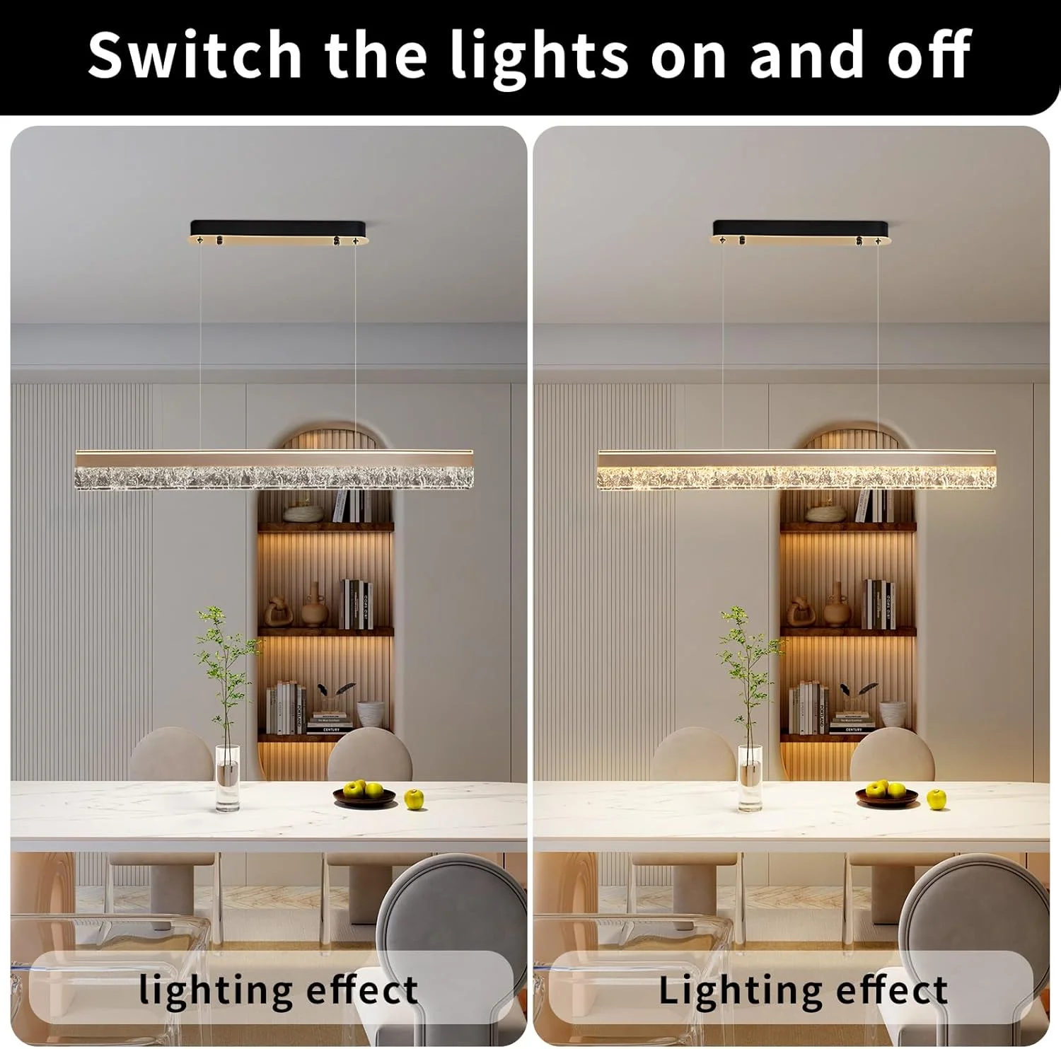 لوستر خطی ال ای دی مینیمالیستی نوردیک - چراغ آویز لوکس خلاقانه برای جزیره آشپزخانه، میز صبحانه خوری، میز غذاخوری