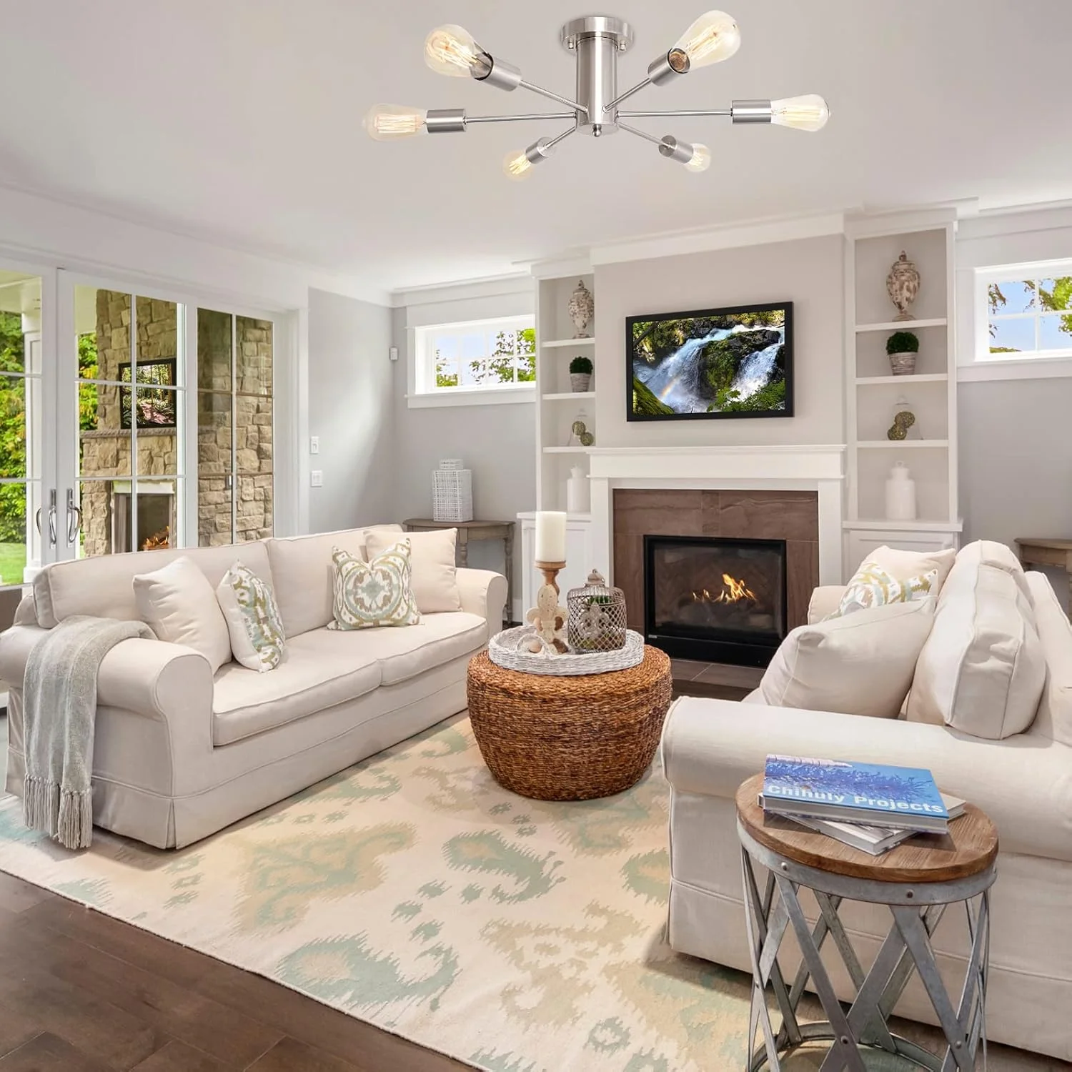 چراغ سقفی صنعتی مدرن و قدیمی MRHYSWD، لوستر 6 شاخه، چراغ سقفی E27، مناسب اتاق خواب، نشیمن، حمام، آشپزخانه، راهرو، اتاق غذاخوری، ورودی، بدون لامپ