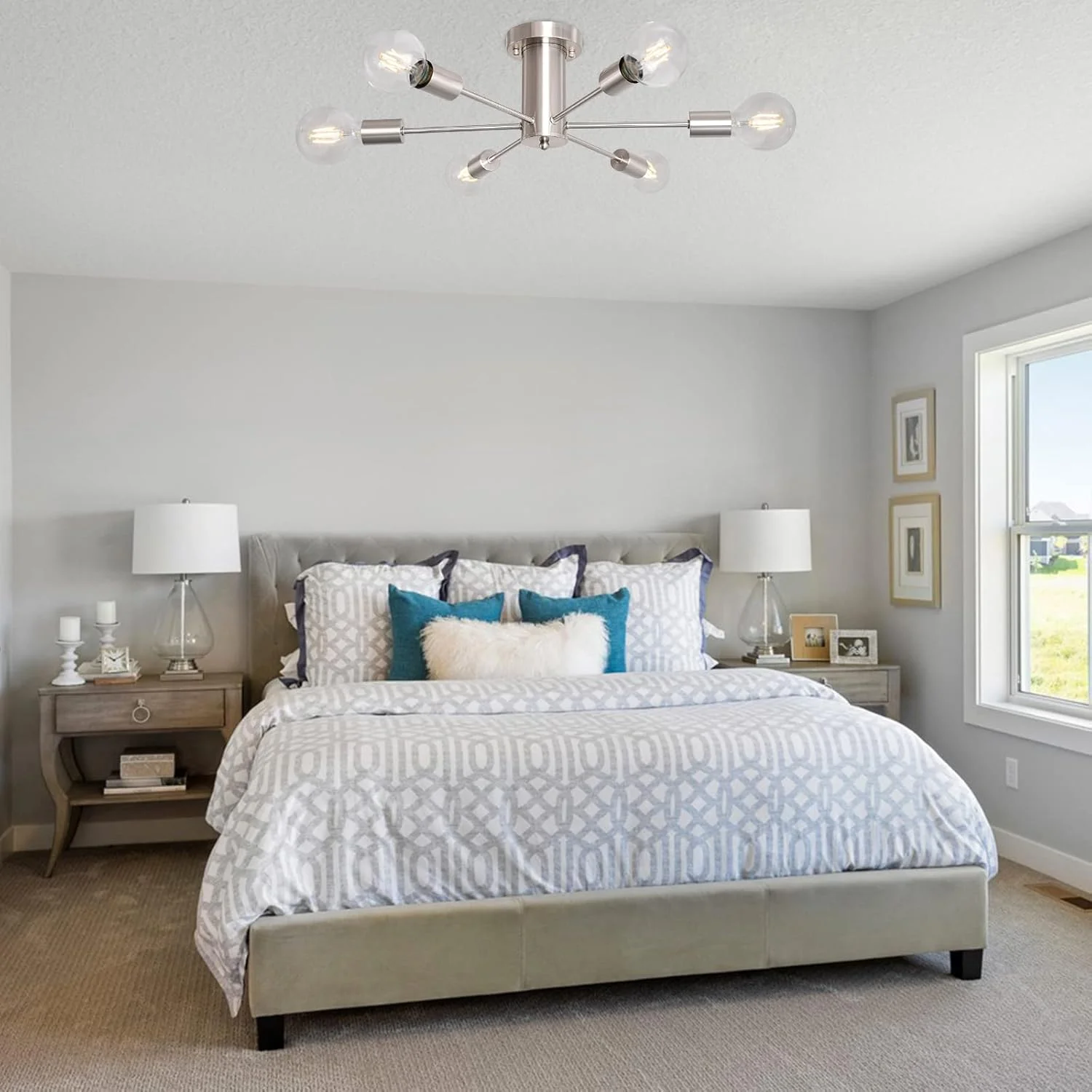 چراغ سقفی صنعتی مدرن و قدیمی MRHYSWD، لوستر 6 شاخه، چراغ سقفی E27، مناسب اتاق خواب، نشیمن، حمام، آشپزخانه، راهرو، اتاق غذاخوری، ورودی، بدون لامپ