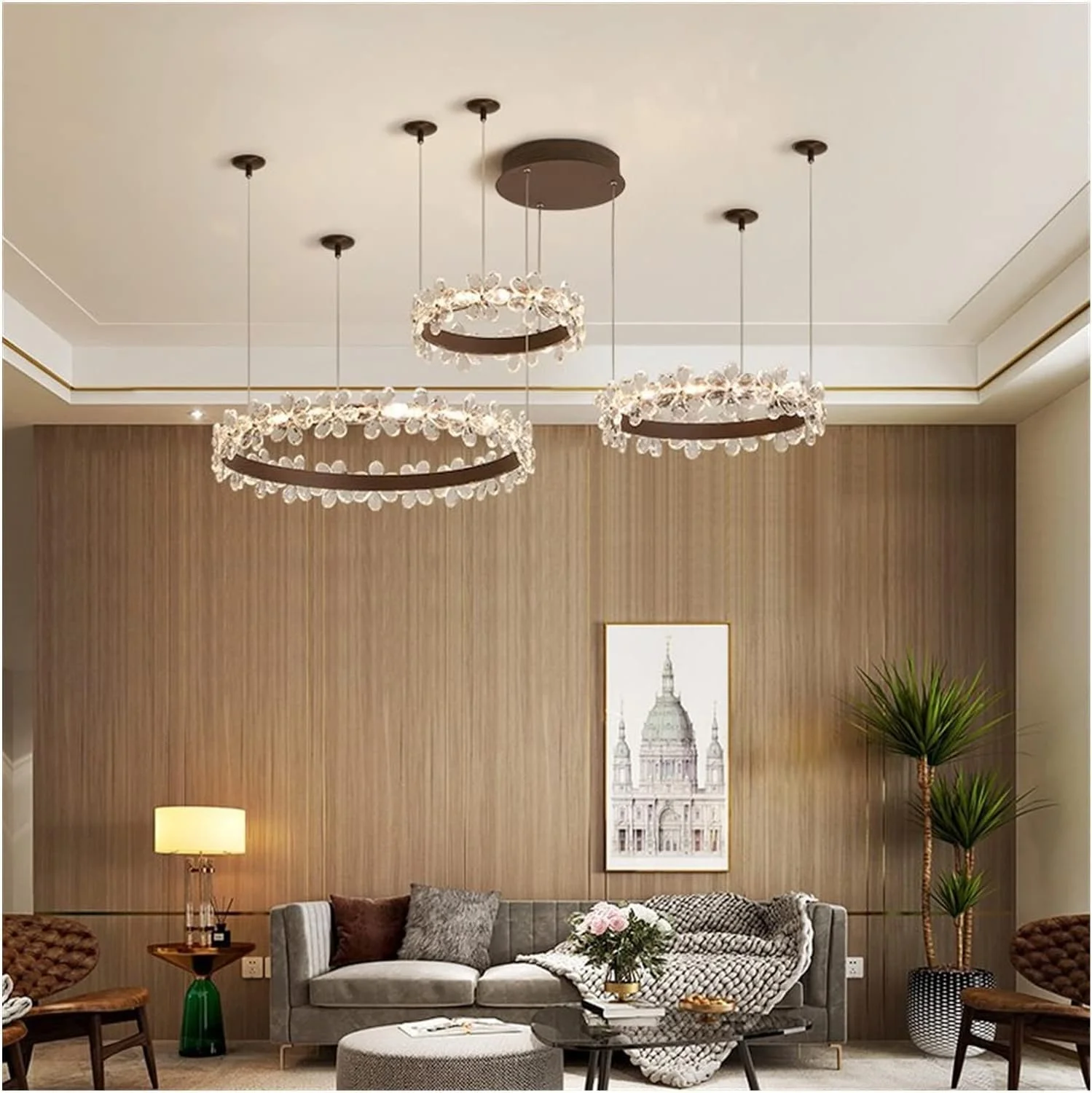 لوستر ال ای دی مدرن طلایی مناسب اتاق نشیمن - چراغ آویز کریستالی سازگار با اتاق خواب، آشپزخانه، جزیره آشپزخانه، 40-60 سانتی متر لوستر ال ای دی مدرن طلایی مناسب اتاق نشیمن - چراغ آویز کریستالی سازگار با اتاق خواب، آشپزخانه، جزیره آشپزخانه، 40-60 سانتی متر