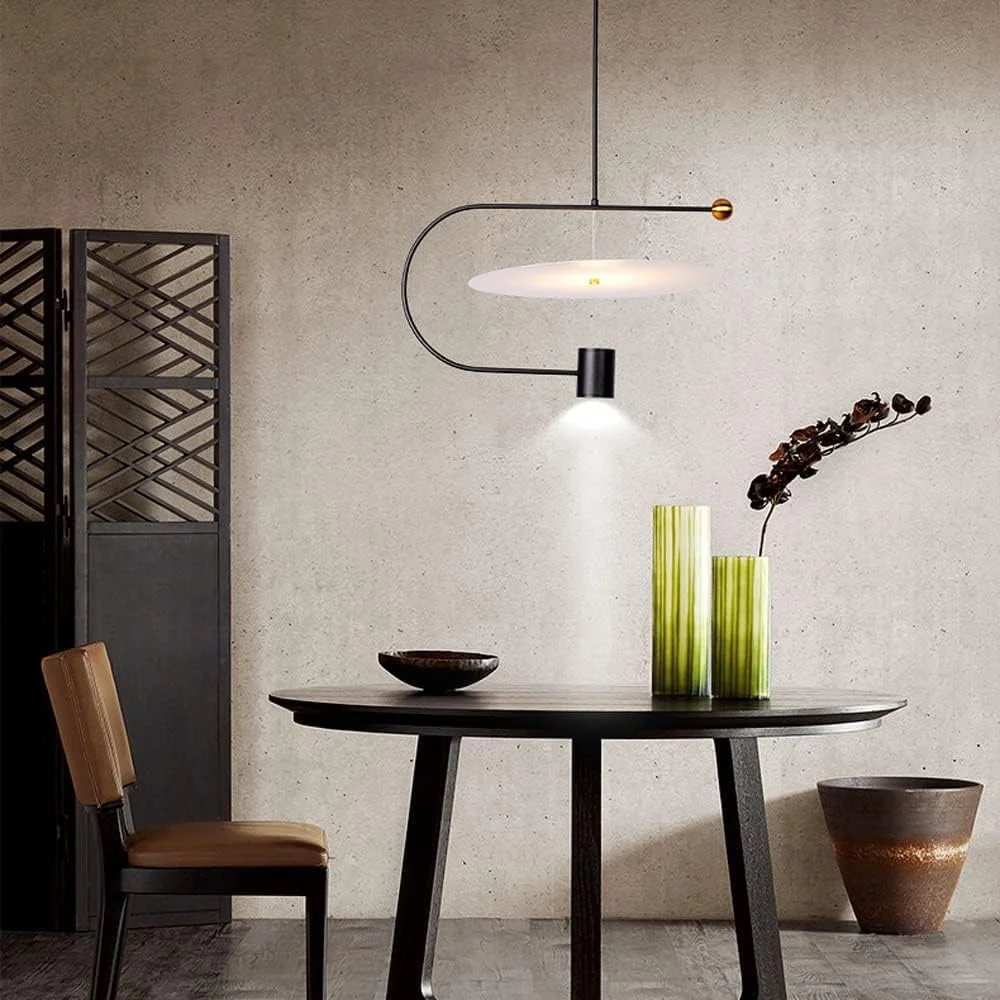 لوستر آویز ال ای دی مینیمالیستی، چراغ آویز هنری، چراغ های رستورانی مدرن، لوستر آویز آکریلیک آهنی، دکور مدرن، تیره