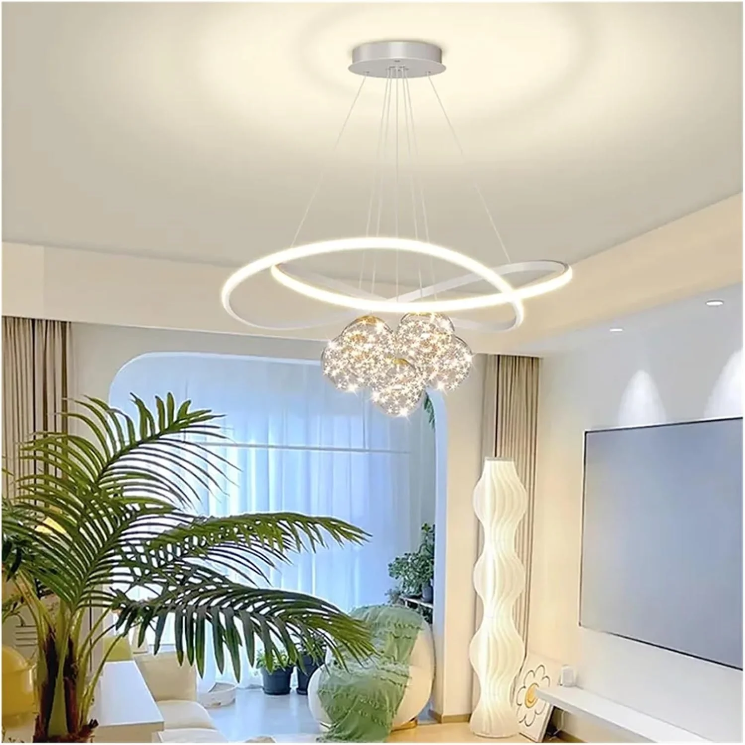 لوستر مدرن مینیمالیستی مناسب اتاق نشیمن، اتاق خواب، اتاق غذاخوری، آشپزخانه، لوستر طلایی داخلی، لوازم روشنایی منزل، دکور مدرن، طلایی - 80 سانتی متر