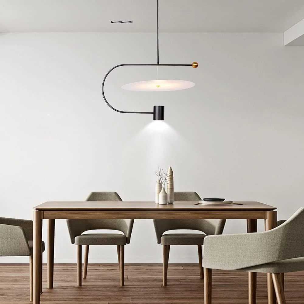 لوستر آویز ال ای دی مینیمالیستی، چراغ آویز هنری، چراغ های رستورانی مدرن، لوستر آویز آکریلیک آهنی، دکور مدرن، تیره