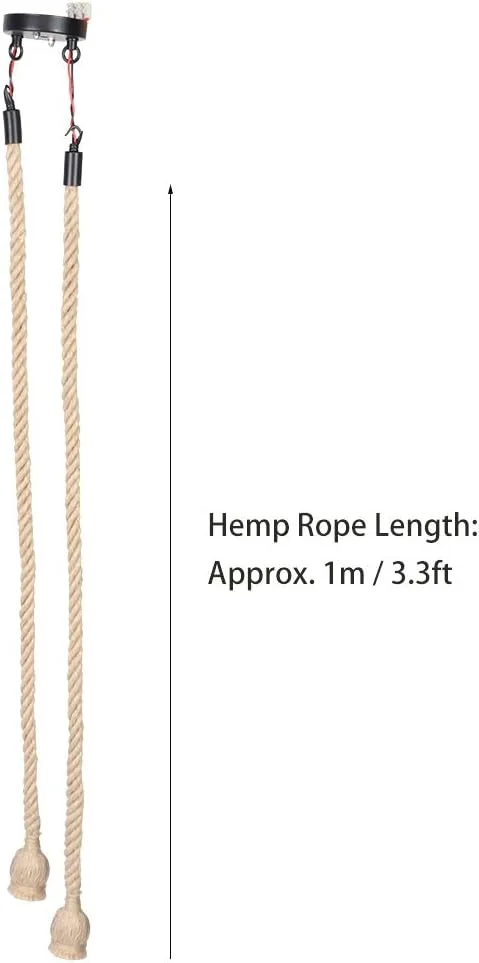 چراغ آویز طنابی کنفی مارهاینچس رترو با سر دوتایی E27، لوستر آویز صنعتی وینتیج برای خانه، بار، رستوران