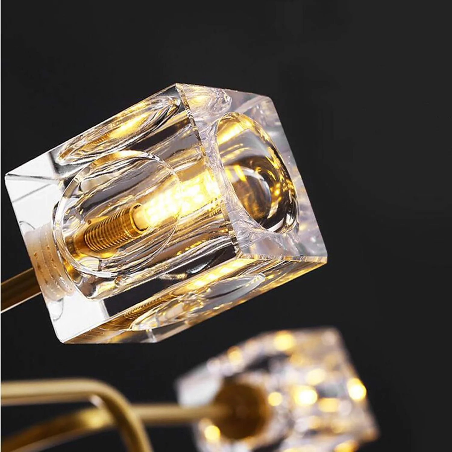 لوستر کریستالی لوکس، لوستر ۱۶ شاخه آبکاری طلا، دکور مدرن، طلایی - ۸ شاخه