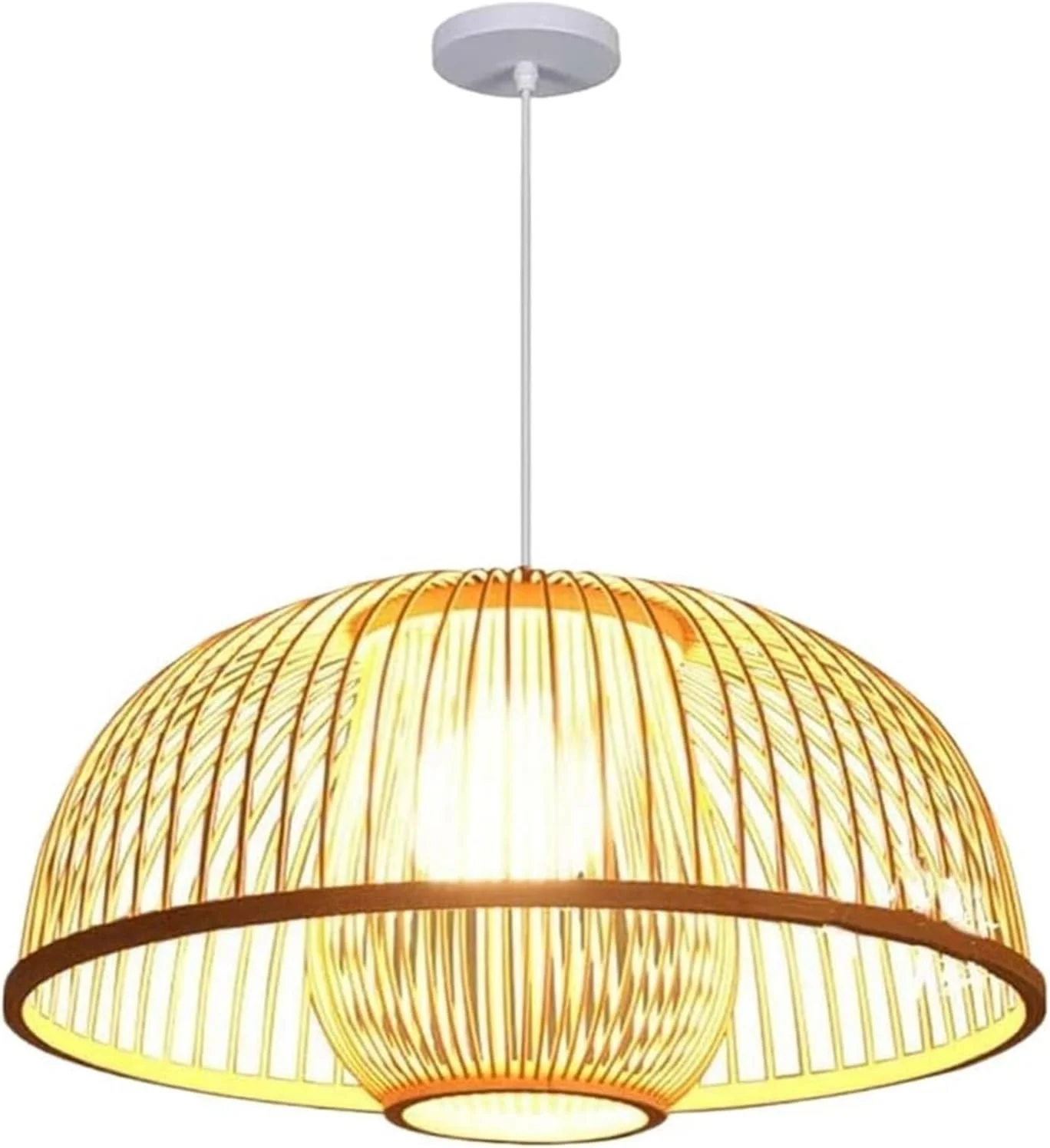 آباژور لوستر فانوسی به سبک طبیعی، لوستر به سبک گرمسیری، قفس حصیری، چراغ آویز دست ساز، چراغ سقفی حصیری توکار داخلی، لوستر