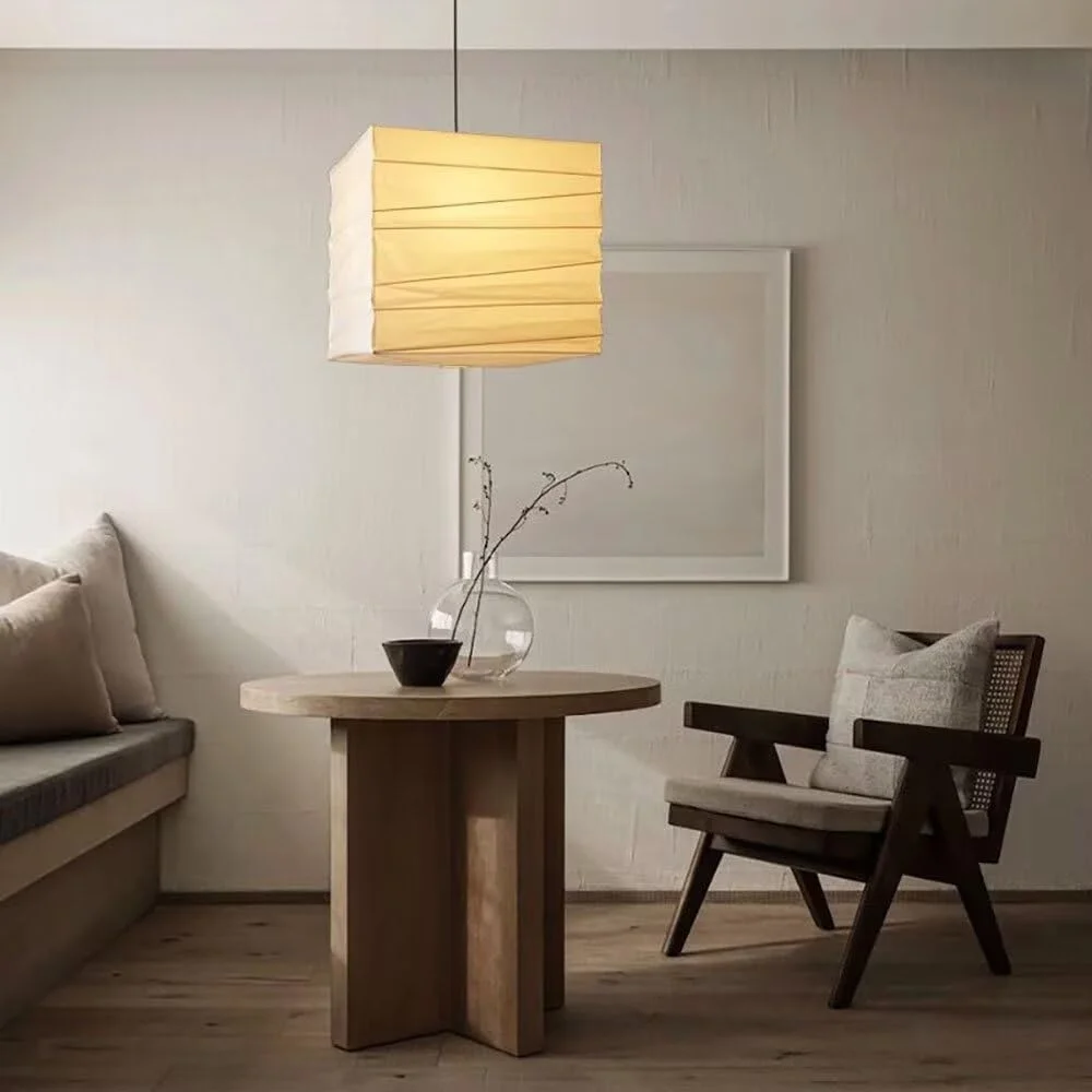 لوستر آویز کاغذی مربعی، چراغ سقفی ژاپنی، سبک عتیقه، وابیسابی، مناسب اتاق خواب و نشیمن