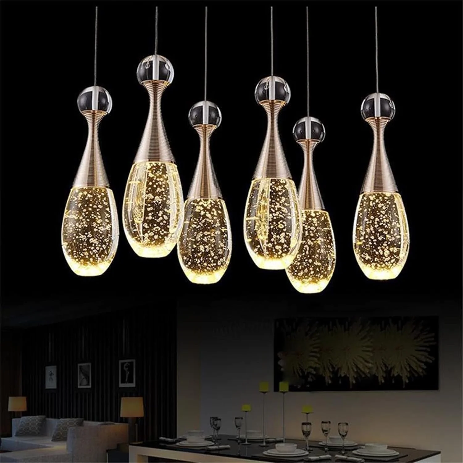 چراغ آویز KRSIAXG، لوستر شاخه ای مدرن، لوستر خطی ال ای دی بلند مناسب ویلا، اتاق نشیمن، چراغ های آویز، چراغ ال ای دی ساده برای راه پله دوبلکس