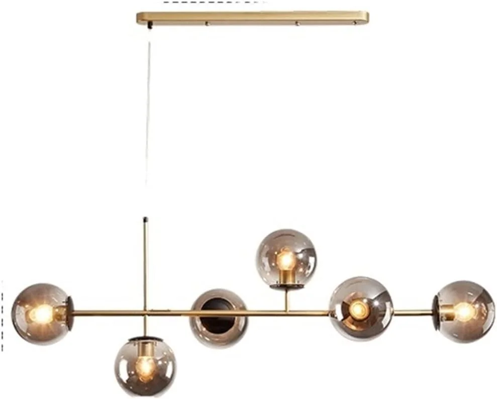 چراغ آویز KRSIAXG، لوستر مدرن سقفی شیشه ای دودی خاکستری LED، چراغ آویز قابل تنظیم برای آشپزخانه، اتاق زیر شیروانی، اتاق نشیمن، اتاق غذاخوری، طلایی مشکی