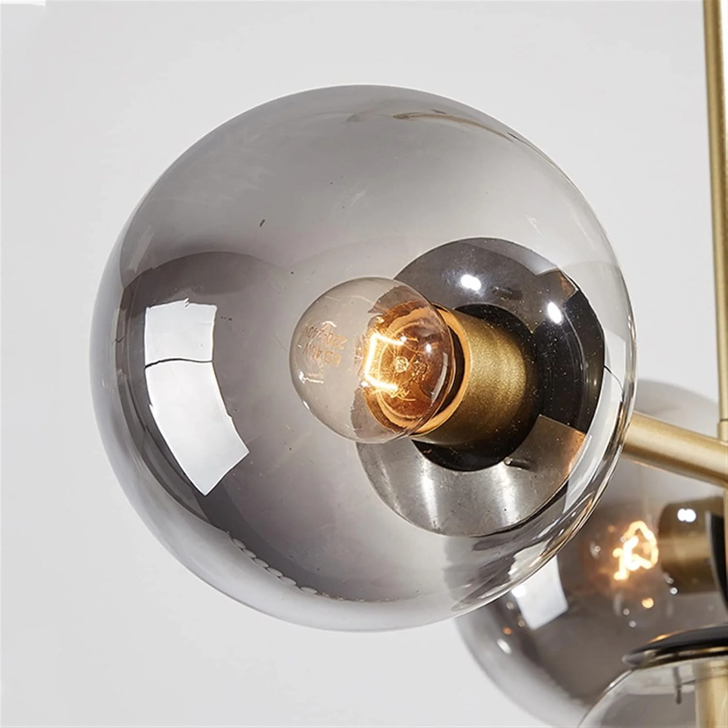 چراغ آویز KRSIAXG، لوستر مدرن سقفی شیشه ای دودی خاکستری LED، چراغ آویز قابل تنظیم برای آشپزخانه، اتاق زیر شیروانی، اتاق نشیمن، اتاق غذاخوری، طلایی مشکی