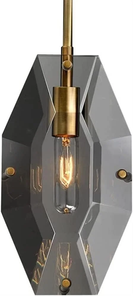 چراغ آویز، چراغ آویز کریستالی لوکس خاکستری دودی، لوستر کریستالی نوردیک، چراغ آویز مدرن کریستالی برای اتاق خواب، کنار تخت، راهرو، اتاق غذاخوری، بار، چراغ های آویز سقفی کریستالی