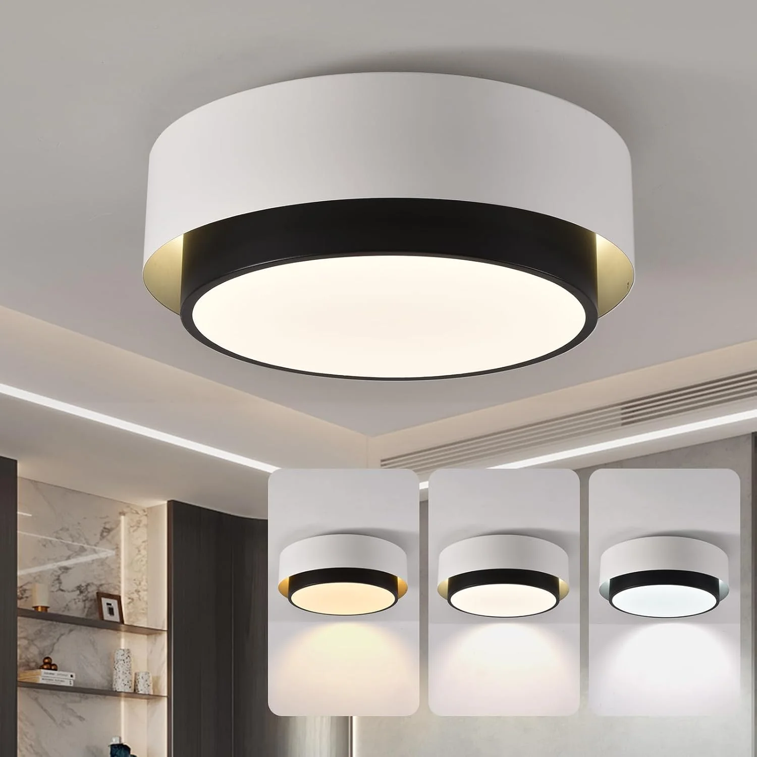 چراغ سقفی ال ای دی Garwarm، روشنایی مدرن لوستر 3 رنگ، چراغ سقفی کوچک توکار 30 سانتی متری، چراغ راهرو گرد مشکی و سفید برای جزیره آشپزخانه، اتاق خواب، راهرو، اتاق غذاخوری چراغ سقفی ال ای دی Garwarm، روشنایی مدرن لوستر 3 رنگ، چراغ سقفی کوچک توکار 30 سانتی متری، چراغ راهرو گرد مشکی و سفید برای جزیره آشپزخانه، اتاق خواب، راهرو، اتاق غذاخوری