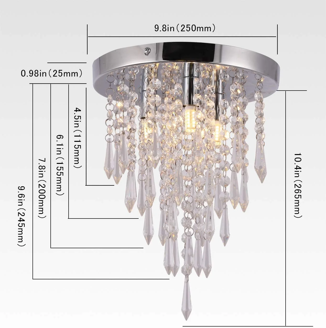 لوسترهای کریستالی Garwarm، چراغ های سقفی کریستالی کوچک، نقره ای کروم، چراغ سقفی مدرن با نصب سطحی، لوستر آویز 3 چراغ مناسب برای اتاق خواب، راهرو، راهرو (لامپ ها شامل نمی شوند)