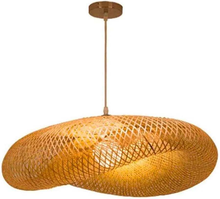 چراغ آویز دست ساز FUMIMID، آباژور حصیری، چراغ سقفی بامبو، چراغ آویز طرح ابر، لوستر فانوسی بافته شده از ترکه برای اتاق خواب، اتاق نشیمن، راهرو، نورپردازی تزئینی، 60 سانتی متر
