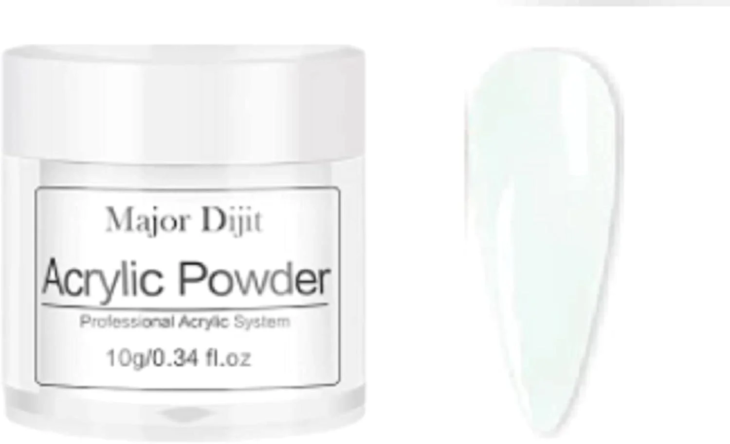 پودر اکریلیک سفید ۱۰ گرمی ویکسون اینترنشنال مدل MAJOR DIJIT برای کاشت ناخن، طراحی ناخن، مانیکور، ژل اکریلیک، لاک ژل هیبرید UV پلی ژل (سفید)