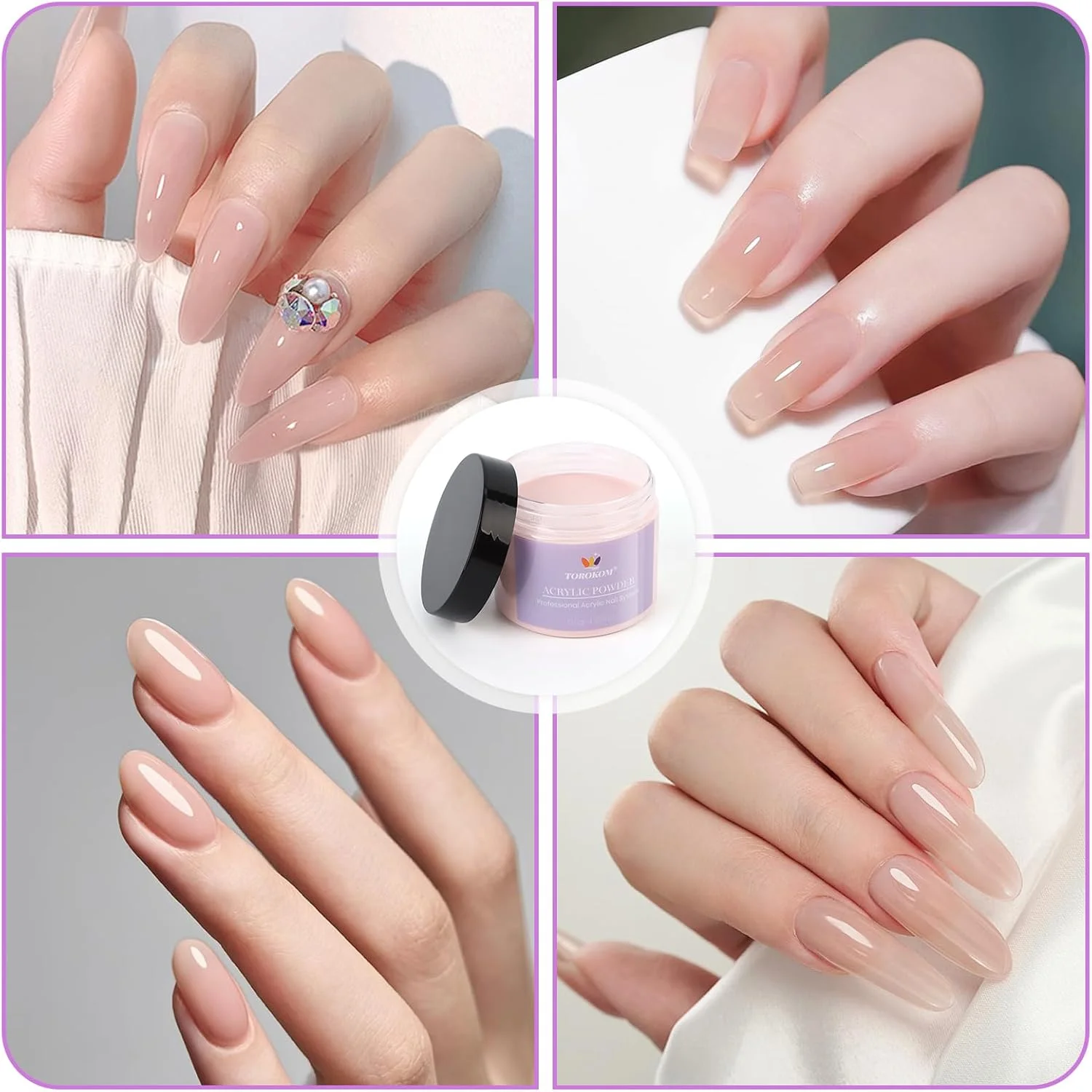 پودر اکریلیک 120 گرمی TOROKOM - پودر اکریلیک ناخن برای کاشت ناخن، اکستنشن ناخن، مانیکور فرانسوی و طراحی ناخن