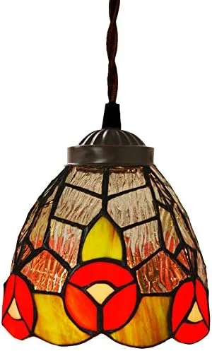 چراغ آویز تیفانی 8 اینچی به سبک اروپایی، مناسب برای بار، راهرو، راه پله، ورودی و لوستر شیشه ای
