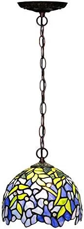 لوستر آویز اروپایی وینتیج، چراغ سقفی لوستر به سبک تیفانی LED شیشه رنگی دست ساز، چراغ آویز فرفورژه، E26 / E27